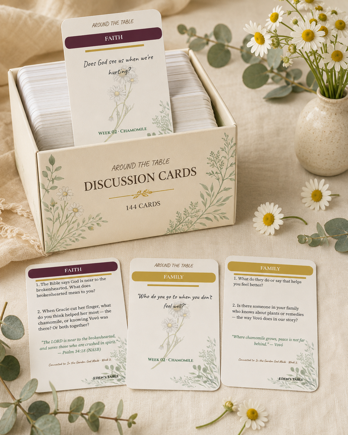 Sprouts Around the Table Family deck with cards visible
