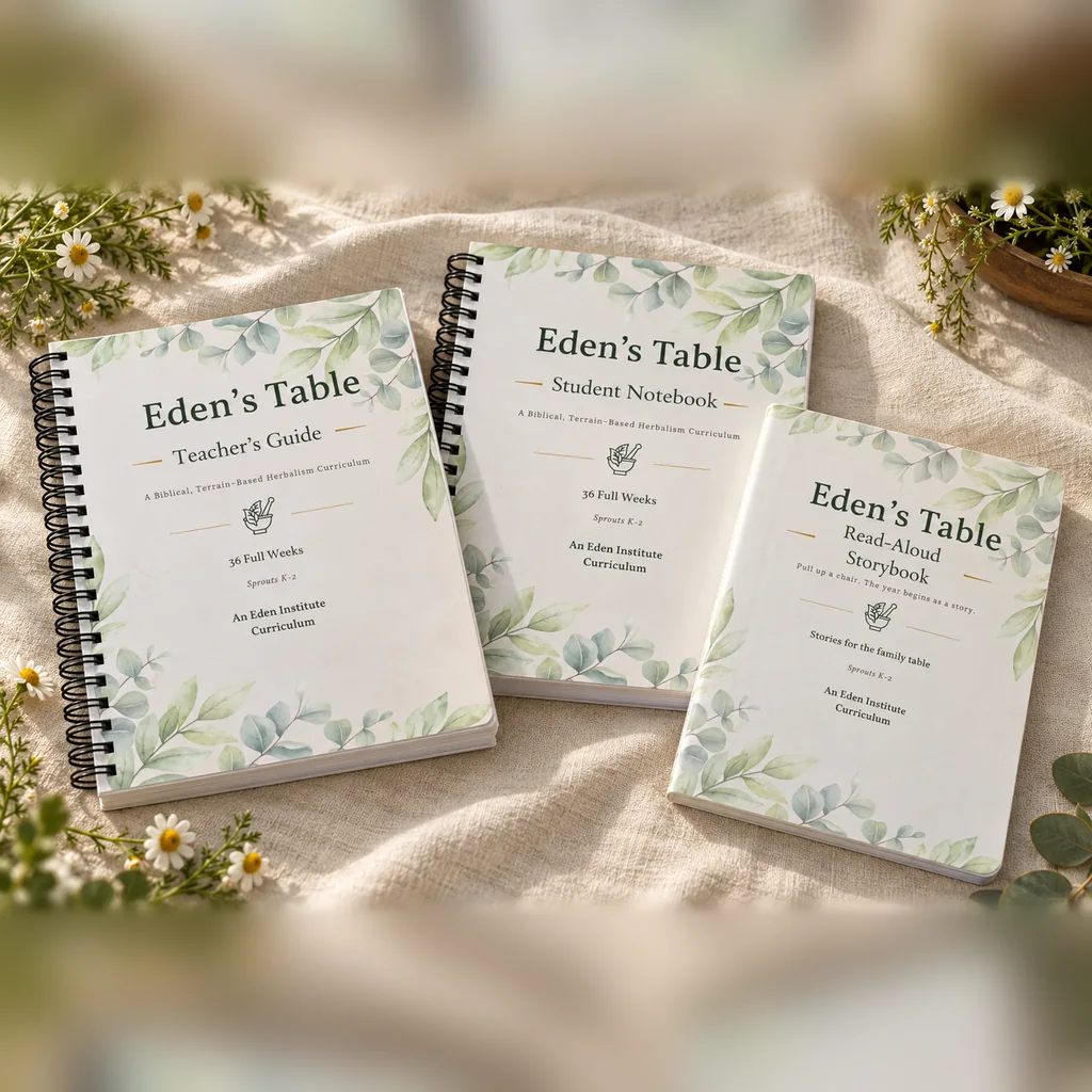 The Eden's Table Sprouts printed curriculum set: Teacher's Guide, Student Notebook and Read-Aloud Storybook