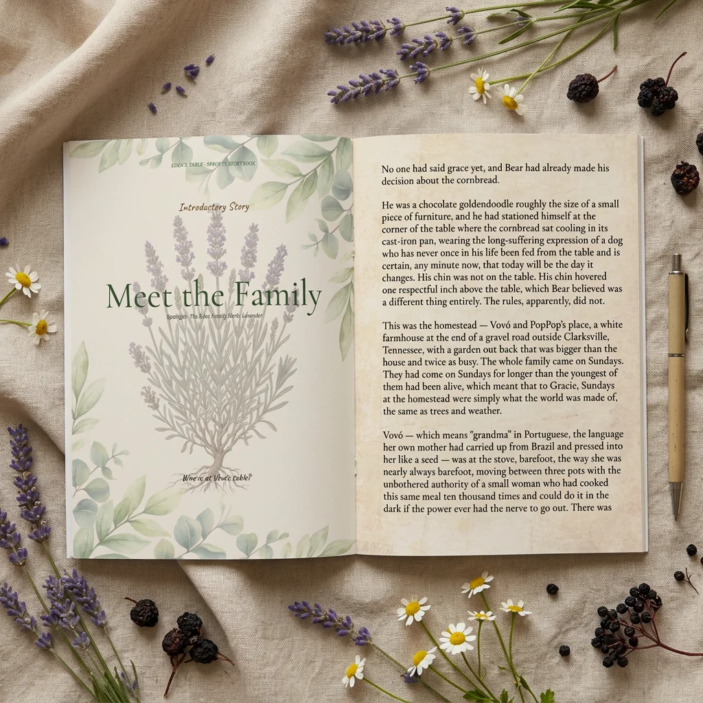 Read-Aloud Storybook open to the introductory story, Meet the Family